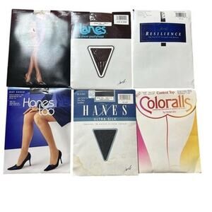 Mixed Brands Pantyhose Womens One Size Multicolor Sheer Control Top Lot 6 USA